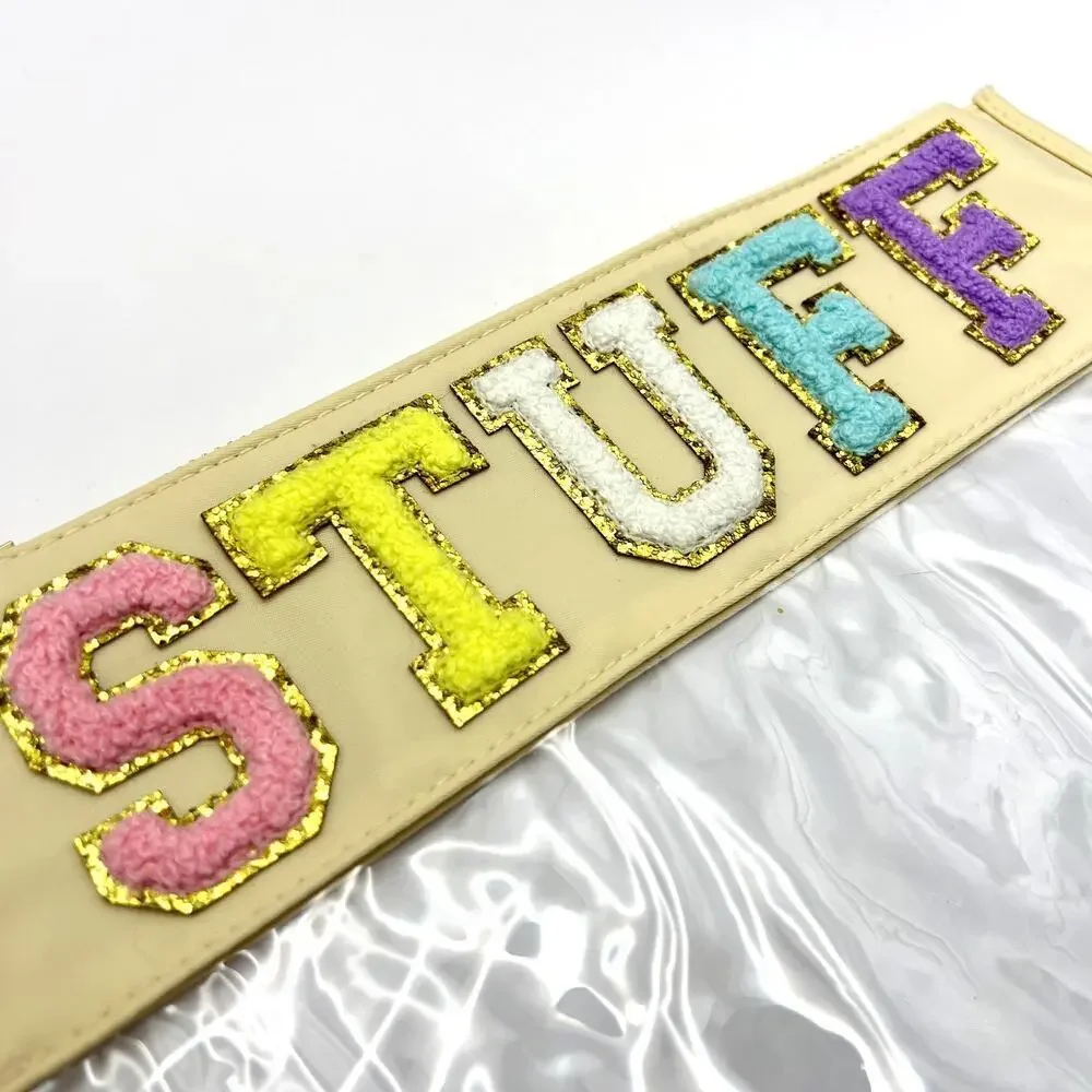 STUFF Zipper Pouch Wristlet Bag Clear Purse Stadium Bag Cosmetic Pouch